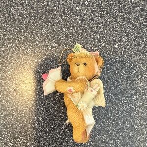 Angel BearOrnament girl Figurine with Pink Accents